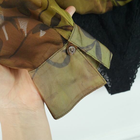 Vintage Cache Bodysuit Small 90s Sheer Chiffon Ethereal Floral Grunge Y2K Top - Picture 8 of 12